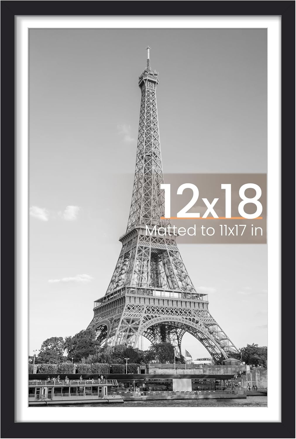 upsimples 11x14 Picture Frame, Display Pictures 8x10 with Mat or 11x14 Without Mat, Wall Hanging Photo Frames, Black - PuriLite
