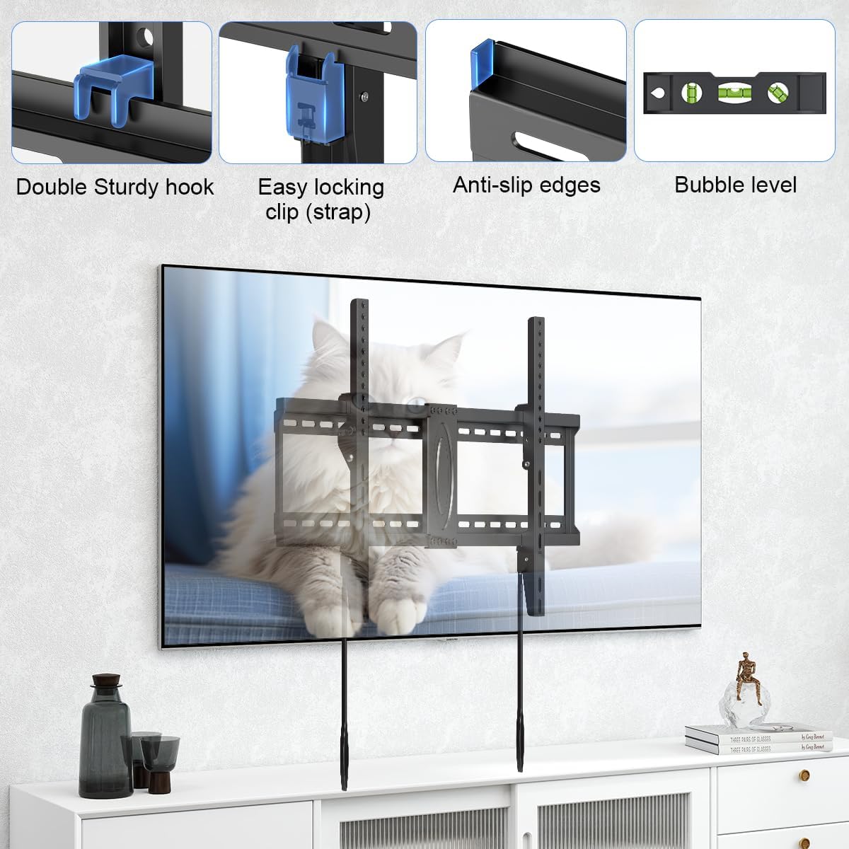 Suptek Tilt TV Wall Mount Bracket for Most 26-60 inch LED, LCD and Plasma TV, Mount with Max 400x400mm VESA and 99lbs Loading Capacity, Fits Studs 16" Apart, Low Profile with Bubble Level - PuriLite
