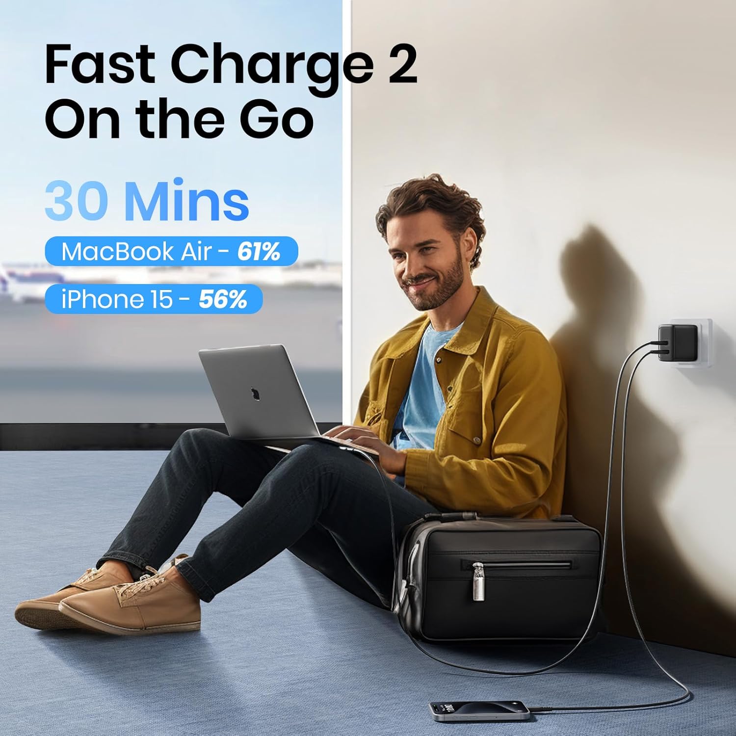 INIU USB C Charger, 65W Fast Charging GaN Wall Charger, 2-Port Compact Foldable PD PPS Charger Block for MacBook Pro/Air, iPad Pro, iPhone 16/15, Galaxy S23, Dell XPS 13, Note 20/10+, Steam Deck - PuriLite