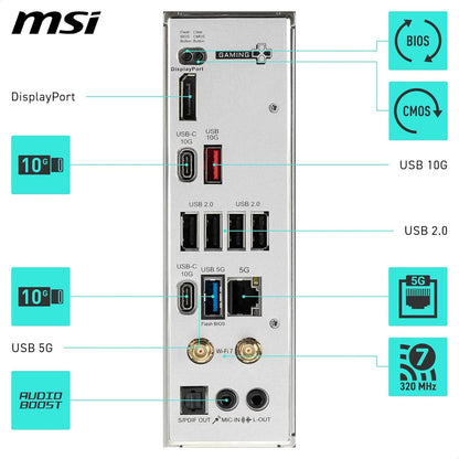 MSI B850 Gaming Plus WiFi Gaming Motherboard (AMD Ryzen 9000/8000/7000 Series Processors, AM5, DDR5, PCIe 4.0, M.2, SATA 6Gb/s, USB 3.2 Gen 2, HDMI/DP, Wi-Fi 6E, Bluetooth 5.3, 2.5Gbps LAN, ATX) - PuriLite
