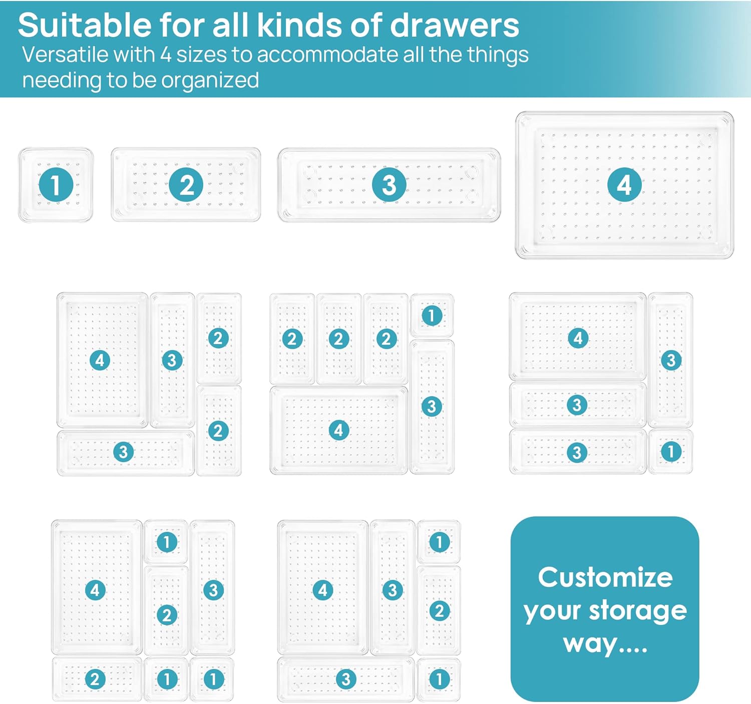 Purilite Select Clear Drawer Organizer Set - PuriLite