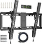 BONTEC TV Wall Mount for 37–85 Inch TVs, Tilting TV Mount Bracket for LED LCD OLED Flat Curved Screens, Low Profile 1.5in Design, Max VESA 600x400mm, Supports up to 132lbs, Fits 55 65 75 85 Inch - PuriLite