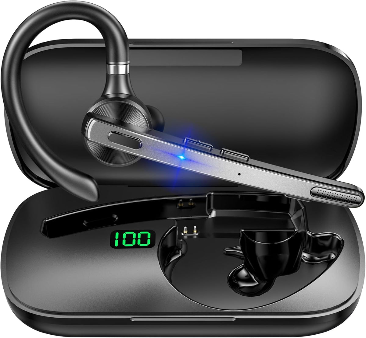 Bluetooth Headset V5.1, Wireless Headset with 500mAh Charging Case ENC Noise Cancelling Microphone, Bluetooth Earpiece 72H Talk Hands-Free Headphones for Cell Phone Office Business Driving (M51) - PuriLite