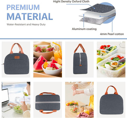 Lunch Bag for Women & Men Adult Insulated Lunch Box, Small Leakproof Cooler Food Lunch Containers Reusable High Capacity Lunch Tote Bags for Work, Travel, Outdoor - PuriLite