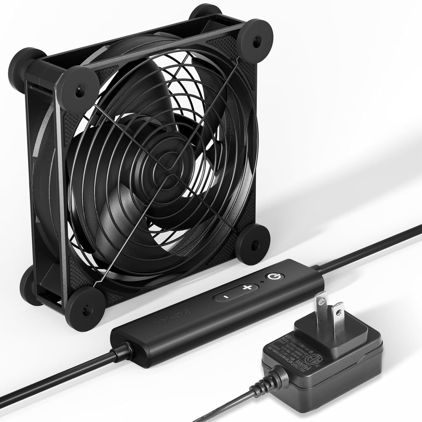 upHere High Airflow 120mm X 25mm Computer Fan with 12V DC Power Supply, 5 Level Speed Controller, for PC,PS5, Mining Machine Chassis Server Workstation Cooling - PuriLite