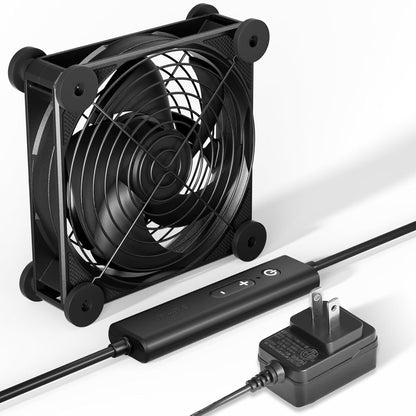 upHere High Airflow 120mm X 25mm Computer Fan with 12V DC Power Supply, 5 Level Speed Controller, for PC,PS5, Mining Machine Chassis Server Workstation Cooling - PuriLite