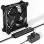 upHere High Airflow 120mm X 25mm Computer Fan with 12V DC Power Supply, 5 Level Speed Controller, for PC,PS5, Mining Machine Chassis Server Workstation Cooling - PuriLite