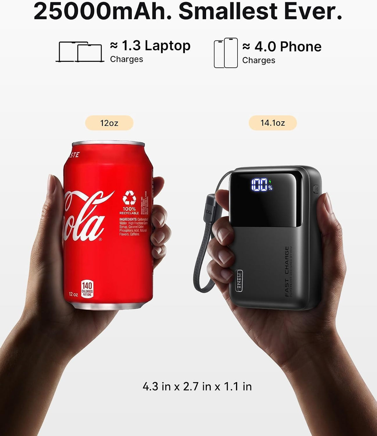 INIU Laptop Power Bank, Smallest 25000mAh 100W Fast Charging Battery Pack