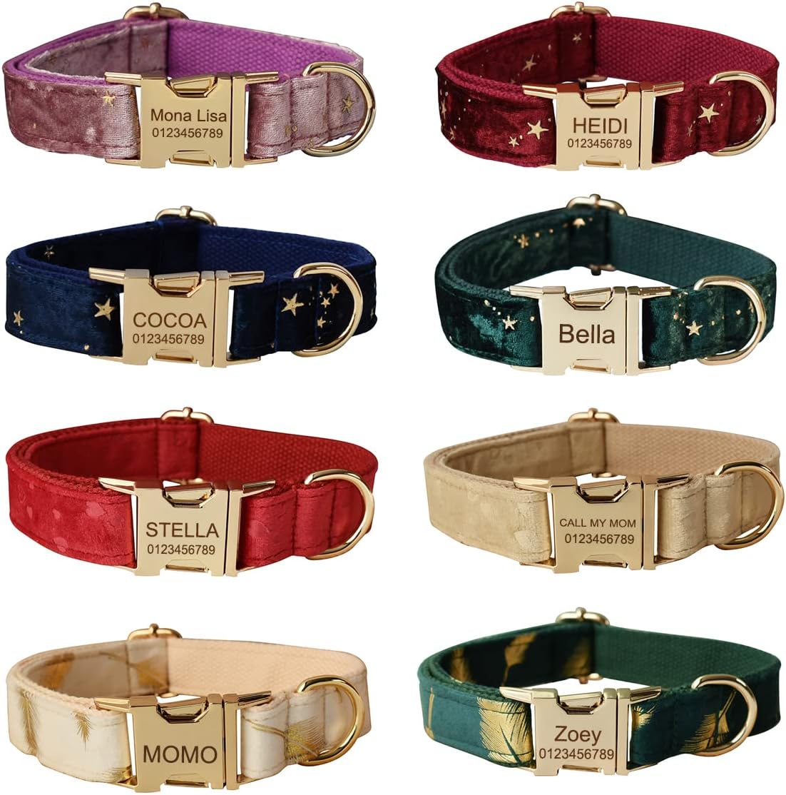 Custom Dog Collar with Metal Buckle - Pet Collars Personalized with Name and Phone Number (Plaid) - PuriLite