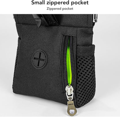 Dog Treat Waist Pouch, Dog Treat Bag Multiple Pockets Dog Treat Carrier Holder with Belt Clip for Puppy Dog Outdoor Walking Training Behavior Aids (Black) - PuriLite