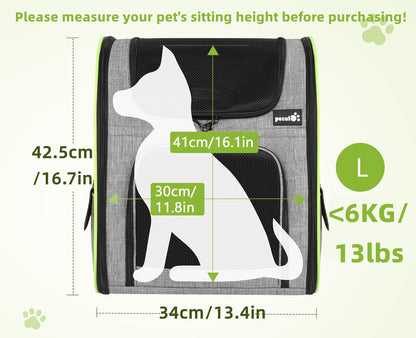 Pecute Pet Carrier Backpack, Dog Carrier Backpack Expandable with Breathable Mesh for Pets ＜6kg, Pet Backpack Carrier for Hiking Travel Camping Outdoor - PuriLite