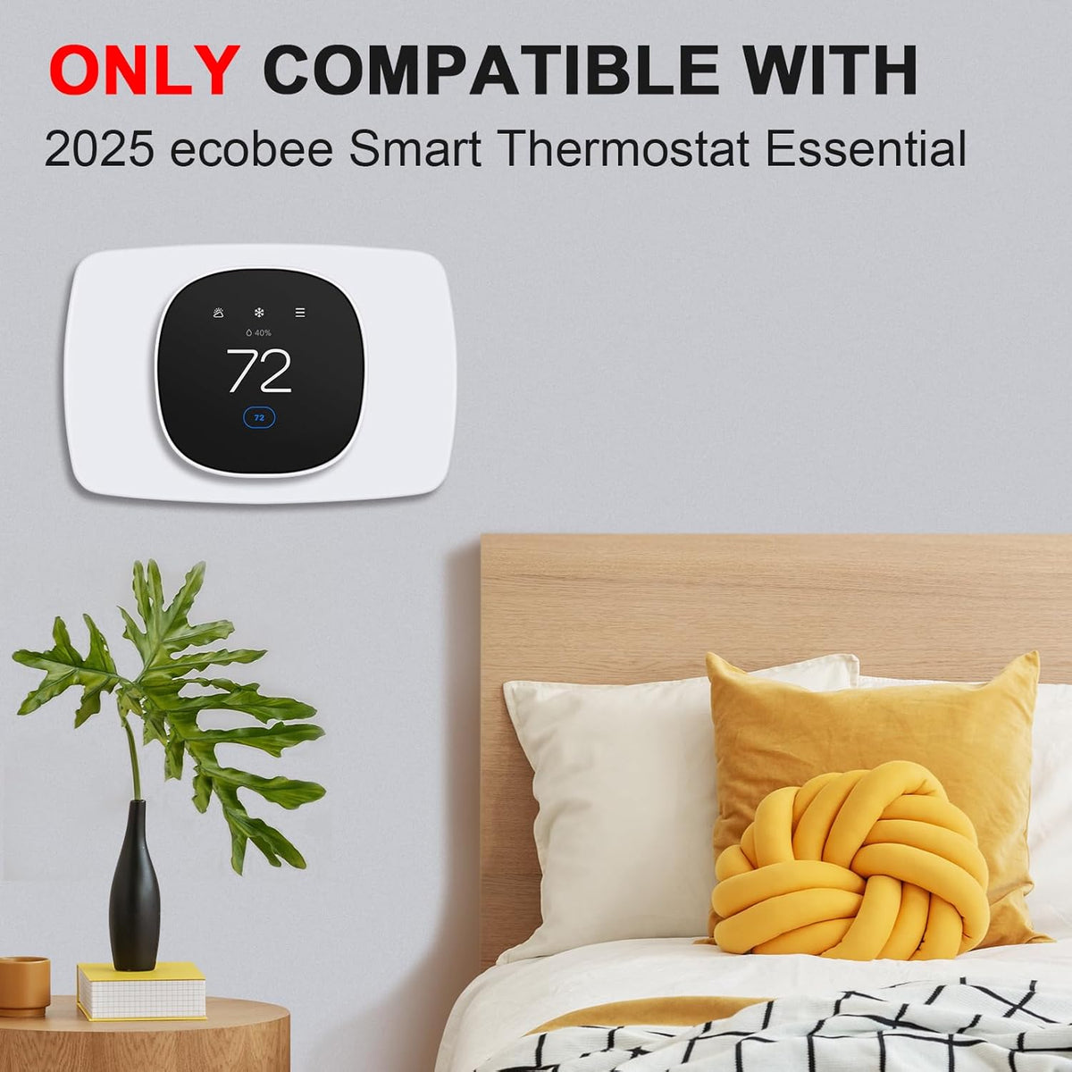 AUURIO Thermostat Wall Plate Compatible with 2025 Smart Thermostat Essential Trim Kit Increased Decorative Coverage Stylish Programmable WiFi Thermostat Accessory Trim Plate Easy Installation - PuriLite