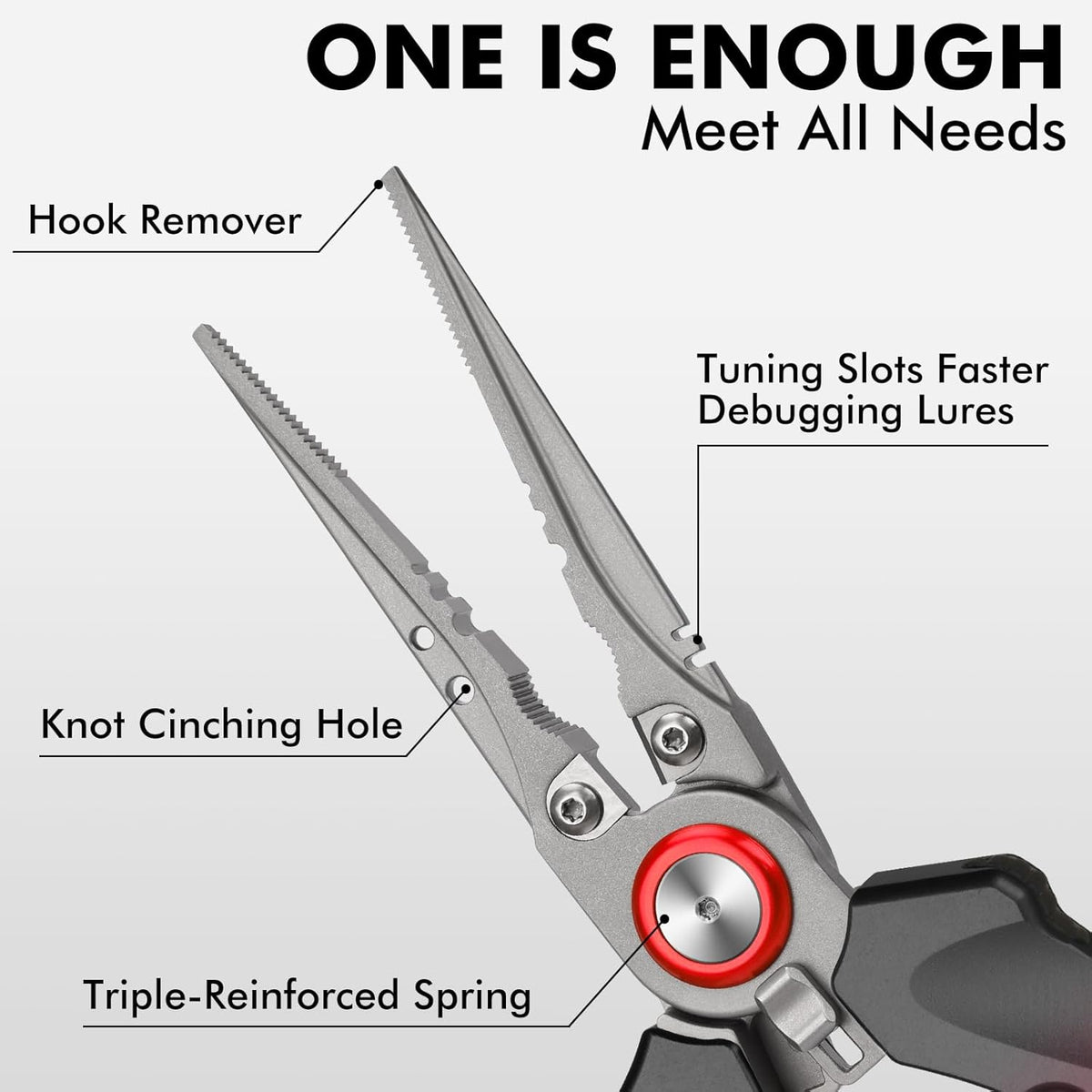 TRUSCEND Lockable Handy Fishing Pliers with Innovative Ergonomic Handle, Saltwater Corrosion Resistant Teflon Coated Fishing Tool, Multi-Function Fishing Gear with Mo-V Cutter, Amazing Fishing Gift - PuriLite