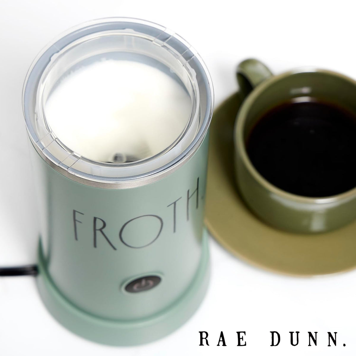 Rae Dunn - Electric Milk Frother - Elegant Automatic Milk Steamer and Frother, Milk Warmer, Hot and Cold Frothing Machine for Coffee, Latte, Cappuccino, Macchiato, - PuriLite