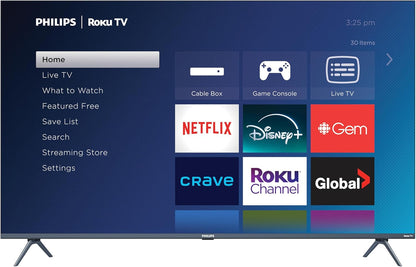 Philips Roku TV 50" Frameless 4K Ultra HD (2160p) | Enterainment Plus Series Smart TV (50PUL5924/F6), Dolby Atmos, Voice Assistant - PuriLite