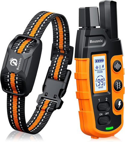 Bousnic Dog Shock Collar - 3300Ft Dog Training Collar with Remote for 5-120lbs Small Medium Large Dogs Rechargeable Waterproof e Collar with Beep (1-8), Vibration(1-16), Safe Shock(1-99) Modes (Blue) - PuriLite