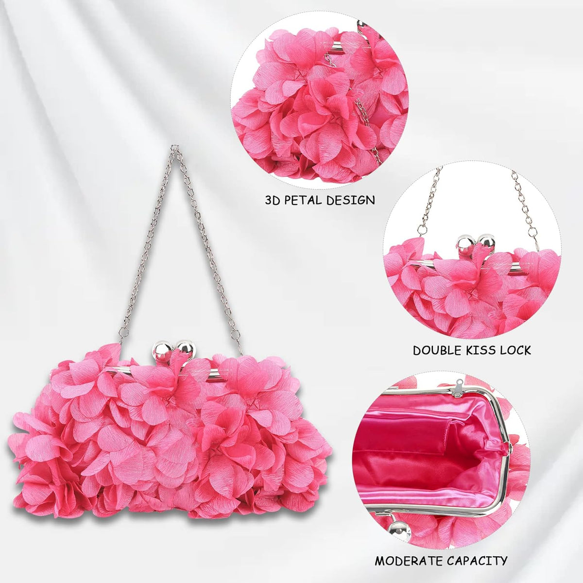 JAMBHALA Clutch Evening Handbags Floral Appliques Small Clutch Purses for Women - PuriLite
