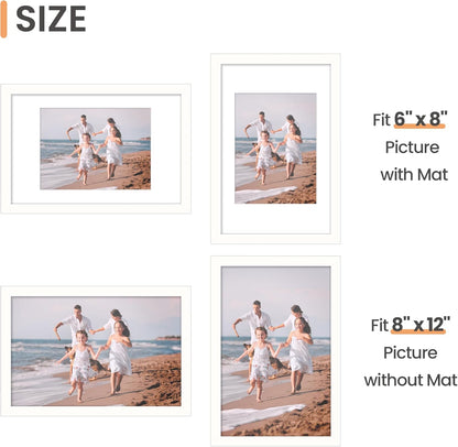 upsimples 11x14 Picture Frame, Display Pictures 8x10 with Mat or 11x14 Without Mat, Wall Hanging Photo Frames, Black - PuriLite