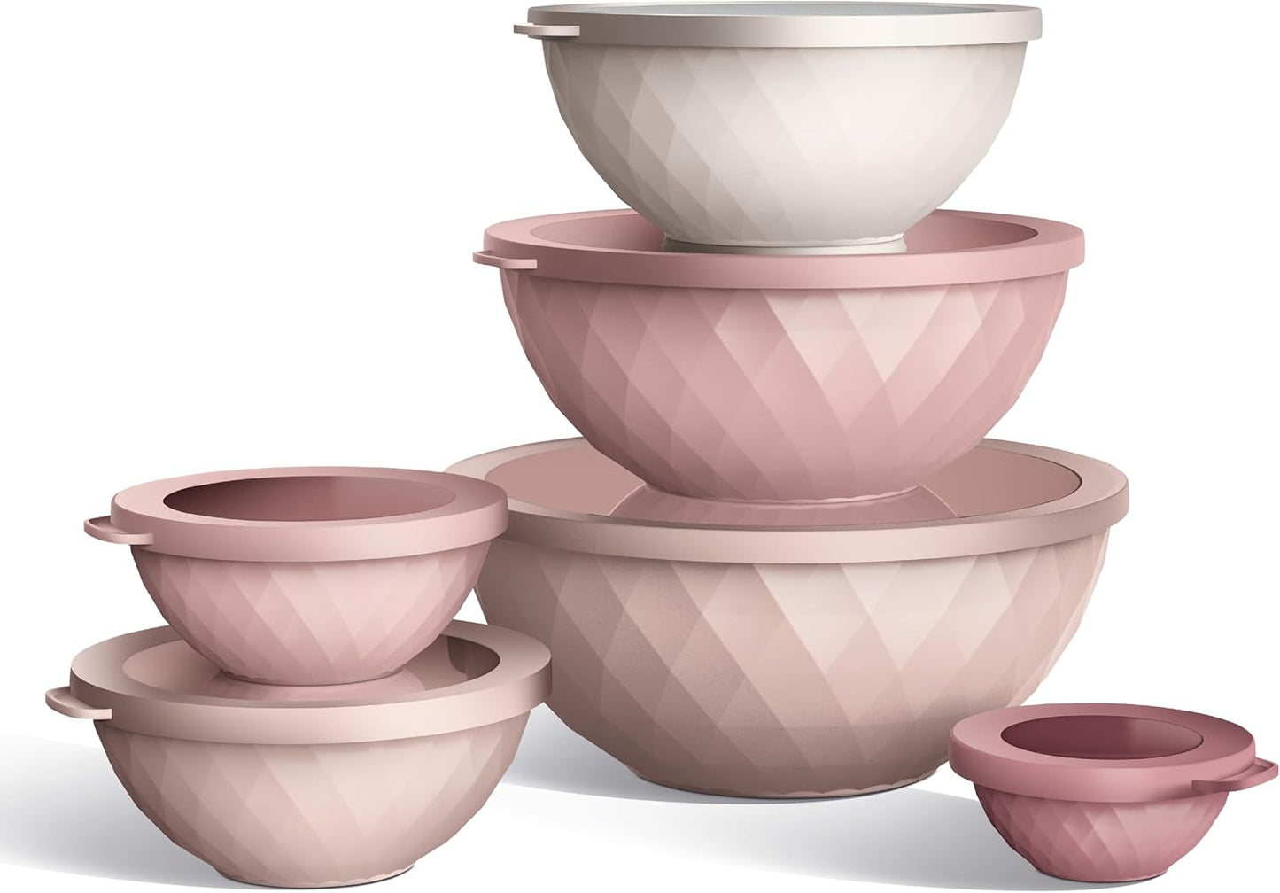 COOK WITH COLOR Mixing Bowls with TPR Lids - 12 Piece Plastic Nesting Bowls Set Includes 6 Prep Bowls and 6 Lids, Microwave Safe Mixing Bowl Set (Mint) - PuriLite