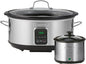 Kenmore 7 Quart Slow Cooker - Programmable Crock Pot with Dipper, Stainless Steel Electric Cookers, Warm Rice & Sous Vide Stew Soup for Lunch, Dishwasher Safe Non-Stick Ceramic Insert, Digital Control - PuriLite