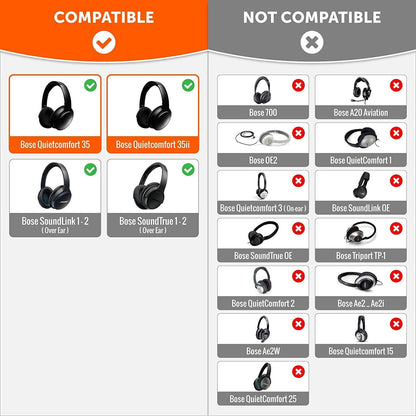 WC Wicked Cushions Upgraded Replacement Ear Pads for Bose QC35 & QC35ii (QuietComfort 35) Headphones & More - Softer Leather, Luxurious Memory Foam, Added Thickness, Extra Durability | Navy Tiger - PuriLite