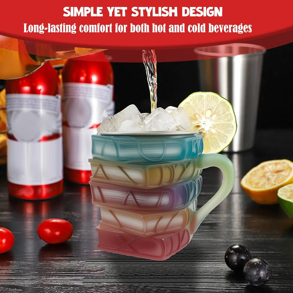 Purilite Select Hand-Painted Glass Book Mug - PuriLite