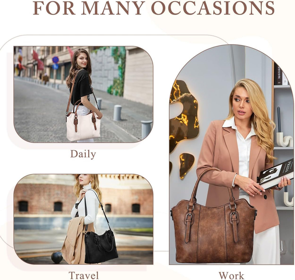 Hobo Bags for Women,VASCHY Vegan Leather Handbag Purse Top Handle Satchel Boho Shoulder Bag with Crossbody Guitar Strap - PuriLite