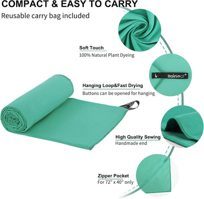 Rainleaf Microfiber Towel Perfect Travel & Gym & Camping Towel. Quick Dry - Super Absorbent - Ultra Compact - Lightweight. Suitable for Trip, Beach, Shower, Backpacking, Pool - PuriLite