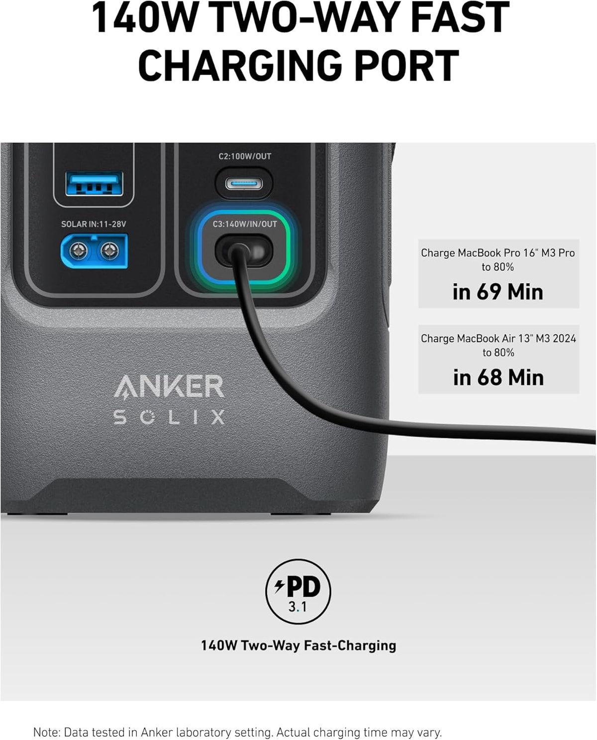 Anker SOLIX Power Bank Station C200 DC with Adjustable Strap, 192Wh LiFePO4 Portable Power Station, 200W Solar Generator, for Outdoor Camping, Traveling, and Emergencies (No Wall Charger Included) - PuriLite