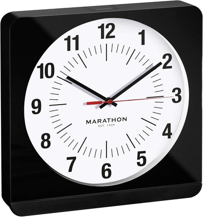 Marathon Studio Edition 12-Inch Jumbo Analog Wall Clock with Auto Night-Light (Model: CL030057-BK-WS-NA) - PuriLite