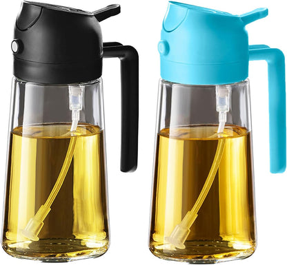 Purilite Select 470ml Glass Oil Sprayer &amp; Dispenser Bottle – 2-in-1 Flip Top - PuriLite