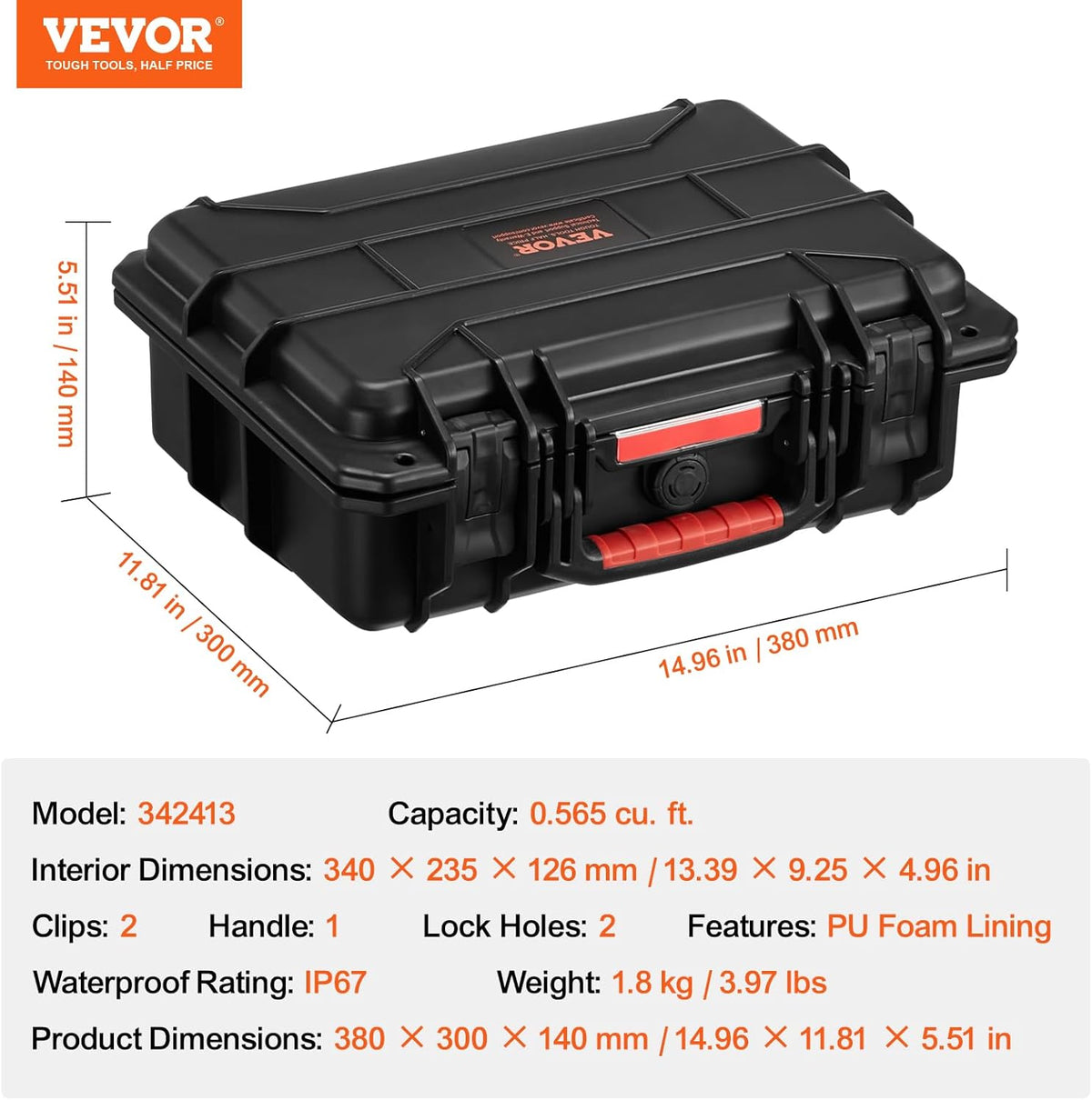 VEVOR Unisex Modern Waterproof Hard Case - PuriLite