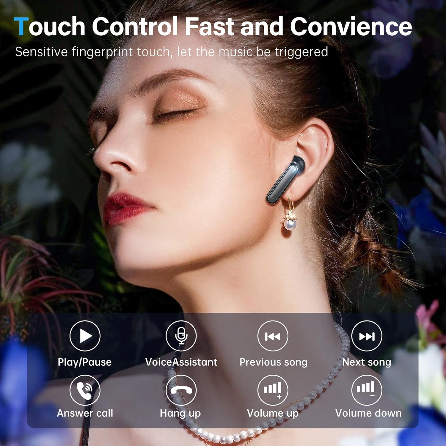 Sisism A10 Pro Wireless Earbuds, Bluetooth 5.3 Headphones HiFi Stereo 40H Playback LED Digital Display Ear Buds with ENC Noise Canceling Headset, IPX7 Waterproof Earphones for Gym/Running/Work Black - PuriLite