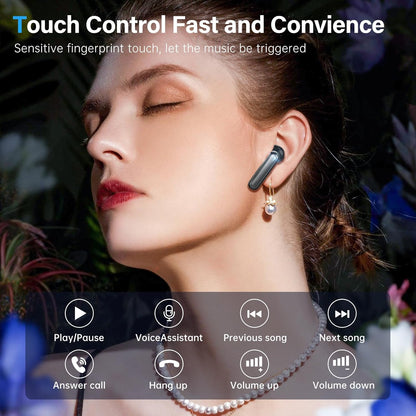 Sisism A10 Pro Wireless Earbuds, Bluetooth 5.3 Headphones HiFi Stereo 40H Playback LED Digital Display Ear Buds with ENC Noise Canceling Headset, IPX7 Waterproof Earphones for Gym/Running/Work Black - PuriLite