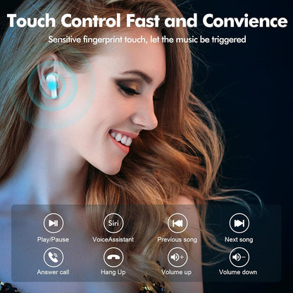 Wireless Earbuds, Bluetooth Headphones 5.3 HiFi Stereo, Wireless Earphones with ENC Noise Cancelling Mic, LED Digital Display in Ear Buds for Gym/Workouts - PuriLite
