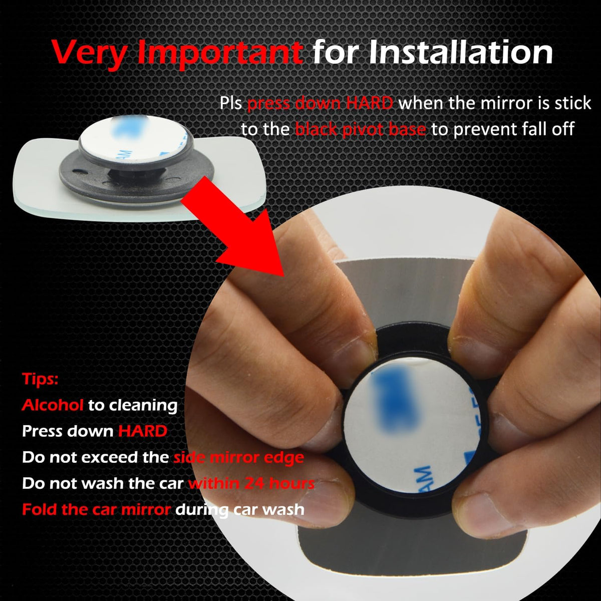 Ampper Blind Spot Mirror, 2" Round HD Glass Frameless Convex Rear View Mirror, Pack of 2 - PuriLite