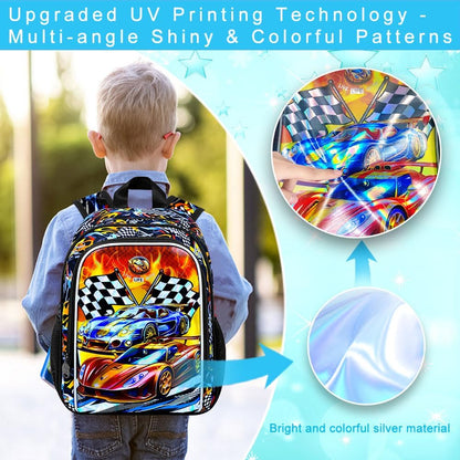 3pcs Backpack for Boys and Girls, 16” Kids Kindergarten Bookbag with Lunch Box, Cute Elementary Backpacks for Boy Girl - PuriLite
