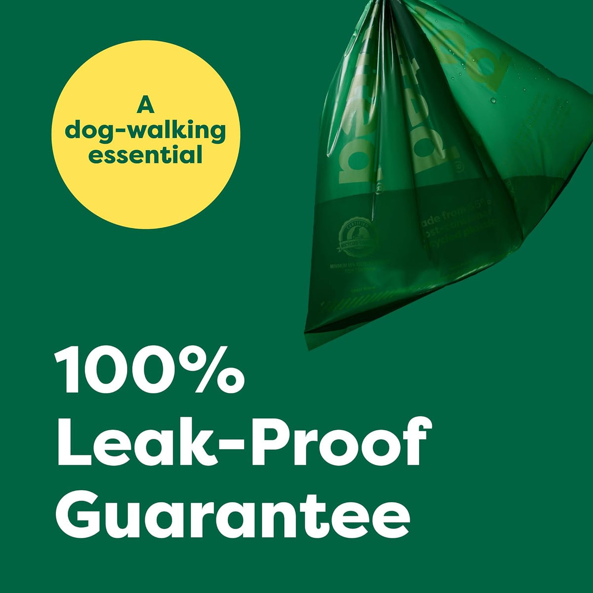 Earth Rated (A Canadian Company), Dog Poop Bag Holder with Dog Poop Bags, Durable and Guaranteed Leakproof, Unscented, 1 Dispenser and 15 Bags - PuriLite
