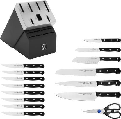HENCKELS Solution Razor-Sharp 16-pc Self Sharpening Knife Block Set, Chef Knife, Bread Knife, Steak Knife, German Engineered Informed by 100+ Years of Mastery - PuriLite