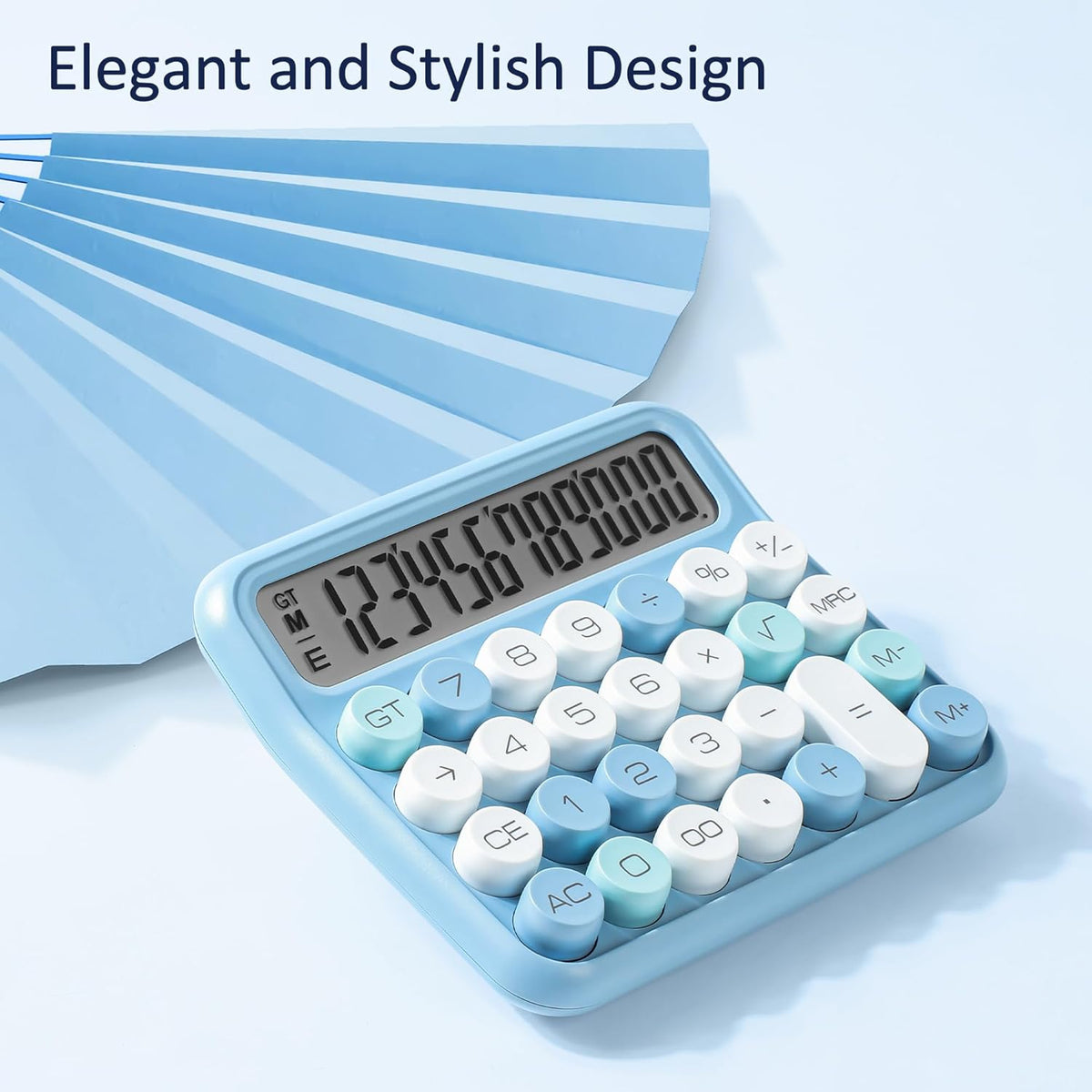 VEWINGL Mechanical Switch Calculator, 12 Digit Large LCD Display and Buttons, Great for Everyday Life and Basic Office Work, with Battery - PuriLite
