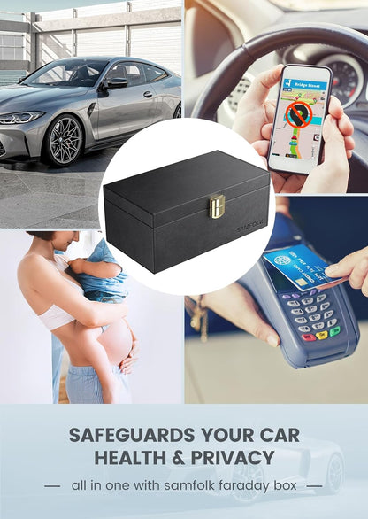 Samfolk Faraday Box with Faraday Pouchs, Faraday Box for Car Keys,RFID Key Fob Protector Anti-Theft Key Fob Box, Anti-Theft Cages for Car Keys, Phone and Credit Card - PuriLite