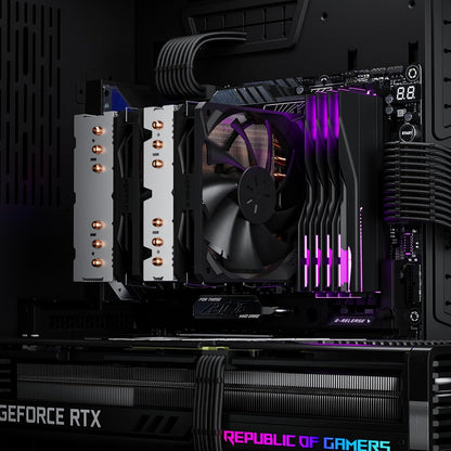 upHere D6SEC CPU Cooler, Intel LGA2011,LGA2066, LGA1700,AMD AM5/AM4/Ryzen 120mm,Dual Towers,5V ARGB - PuriLite