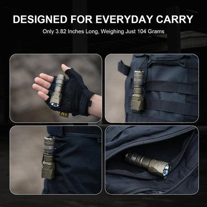 WUBEN T4 Flashlight Rechargeable, Mini Tactical Flashlight Military Grade 401M Long Throw, Small Flashlight with Tactical/Duty/Lock 3 Modes, EDC Flash Light for Police, Emergency and Daily Use - PuriLite
