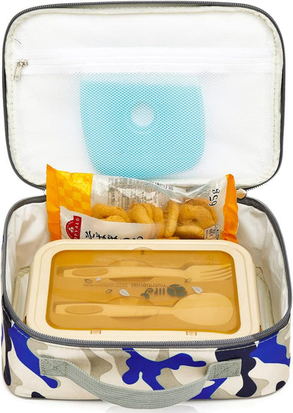 FlowFly Kids Lunch Box Insulated Soft Bag Mini Cooler Back to School Thermal Meal Tote Kit for Girls, Boys, Black - PuriLite