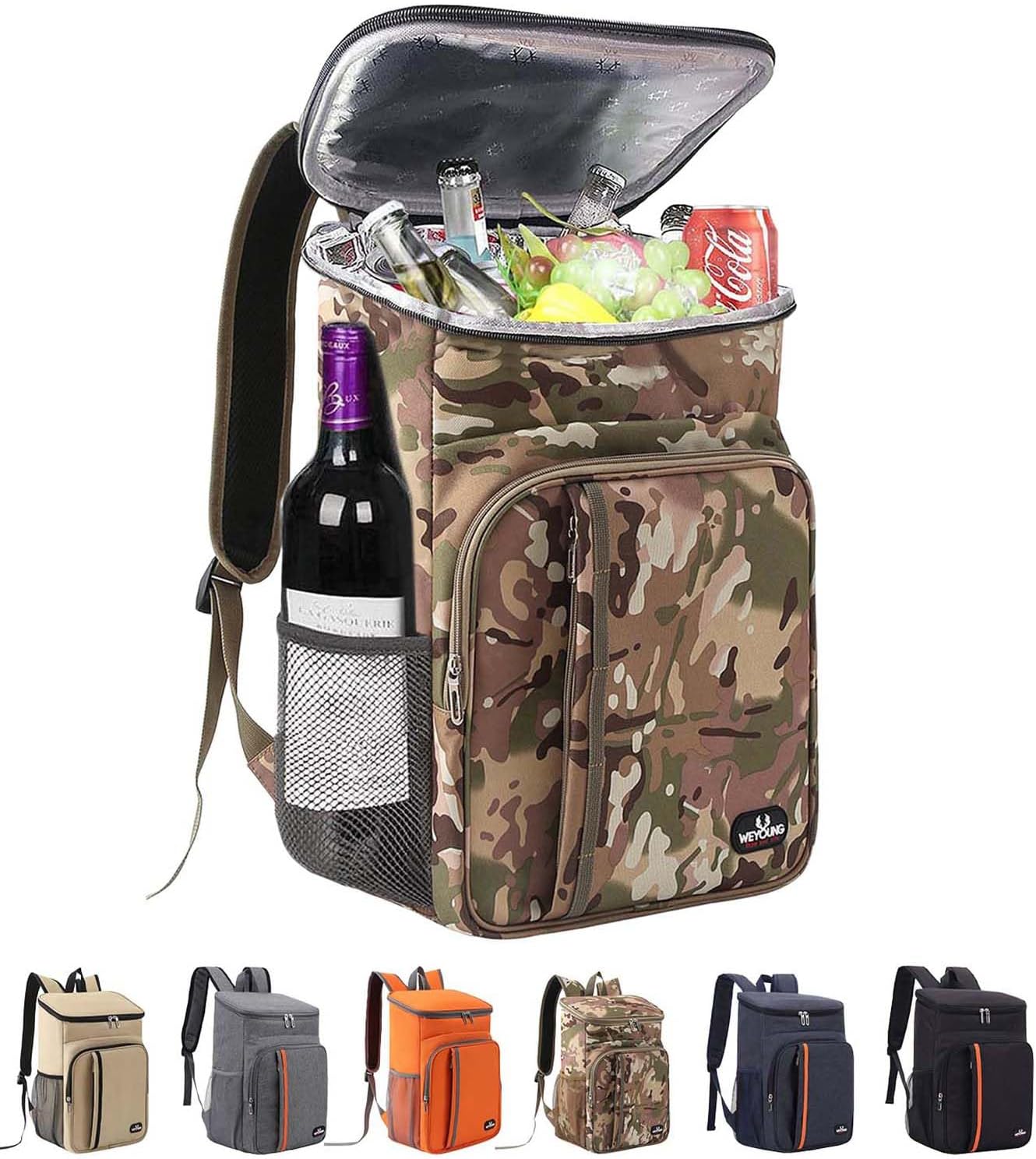 Bagtopia Camping Cooler Backpack 25 Cans, Leak Proof Insulated Thermal Bag, Beach Travel Picnic Lunch Backpack for Men Women - PuriLite