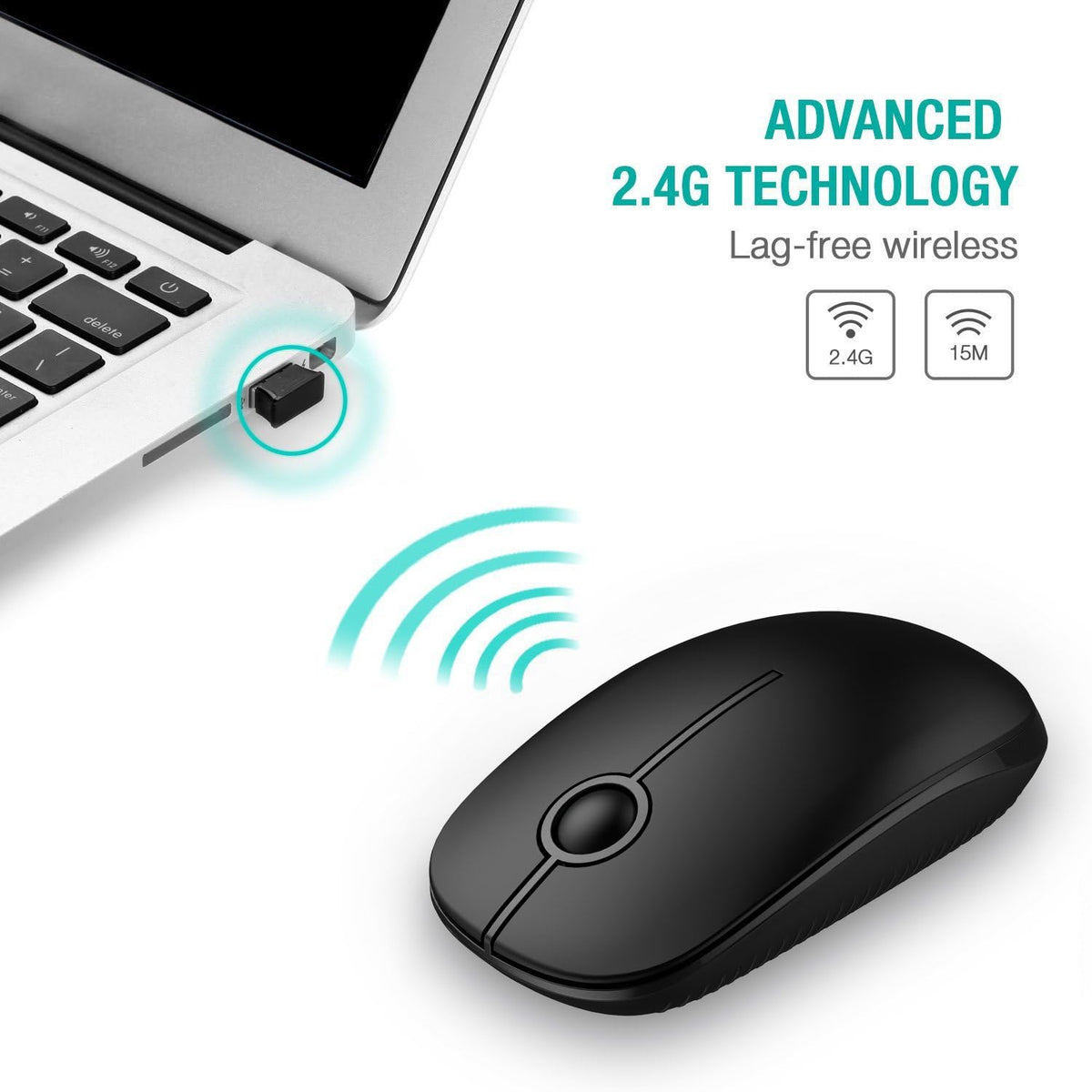 Wireless Mouse, Vssoplor 2.4G Slim Portable Computer Mice with Nano Receiver for Notebook, PC, Laptop, Computer (Sapphire Blue) - PuriLite