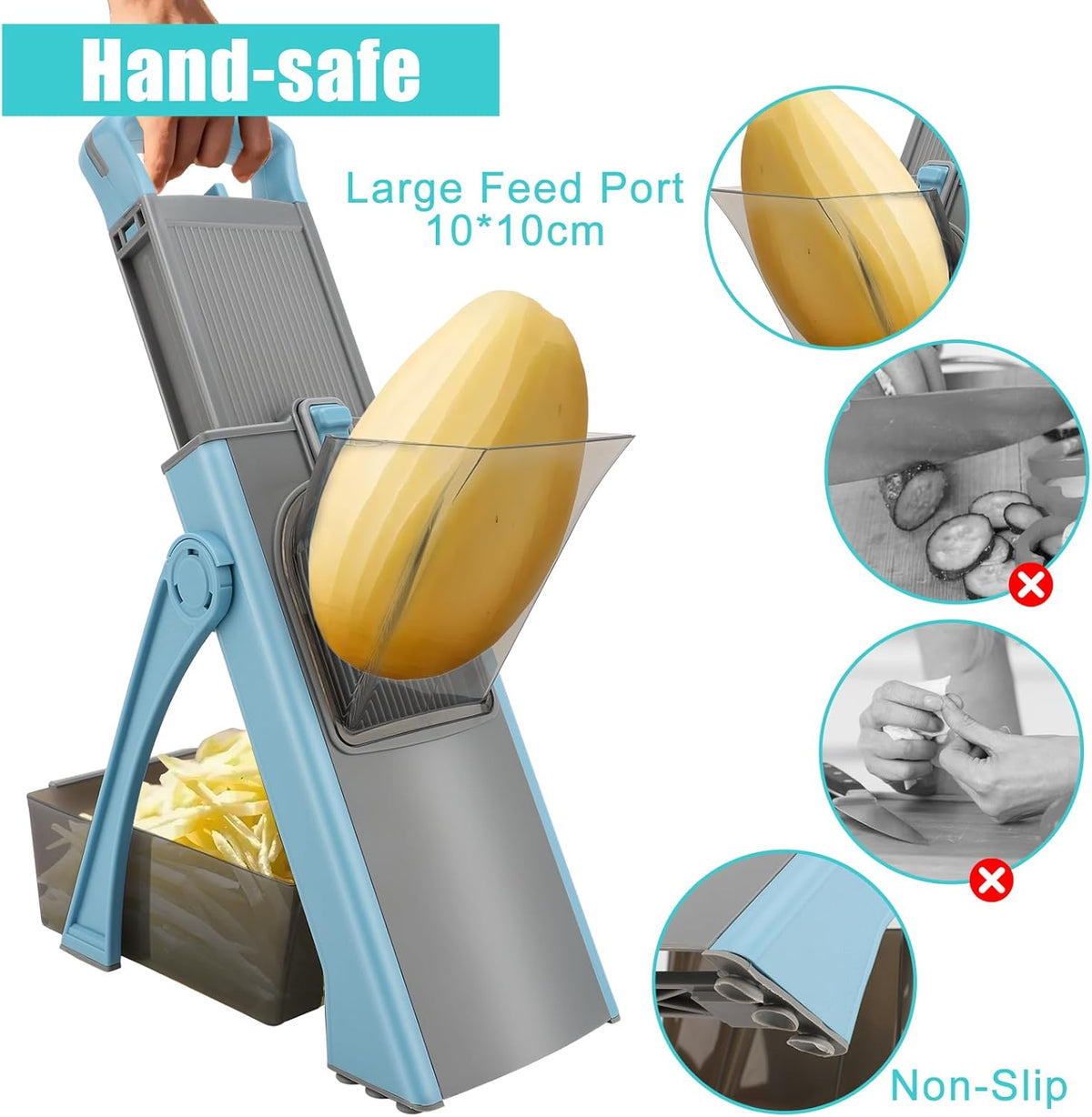 MEKOTRIN Vegetable Chopper Mandoline Slicer for Kitchen, Vegetable Food Slice Potato Slicer Chopper, Veggie Chopper with Container, Adjustable Thickness Julienne + Dicer, Kitchen Tools Gadgets, Green - PuriLite