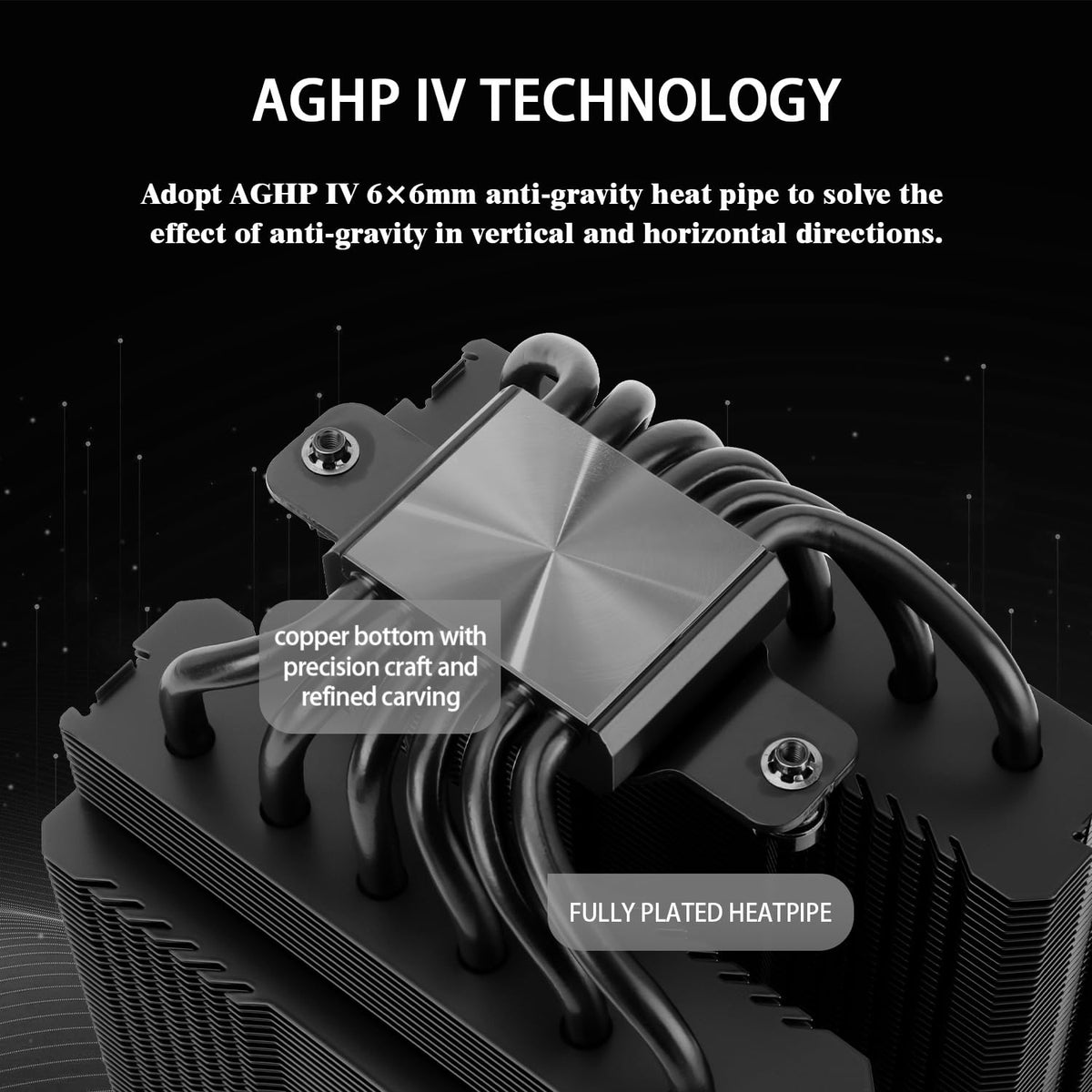 Thermalright Peerless Assassin 120 SE Black CPU Cooler, 6 Heat Pipes AGHP Technology, Dual 120mm PWM Fans, 1550RPM Speed, for AM4/AM5 and Intel LGA 1700/1851/115X/1200,Computer CPU Cooling - PuriLite