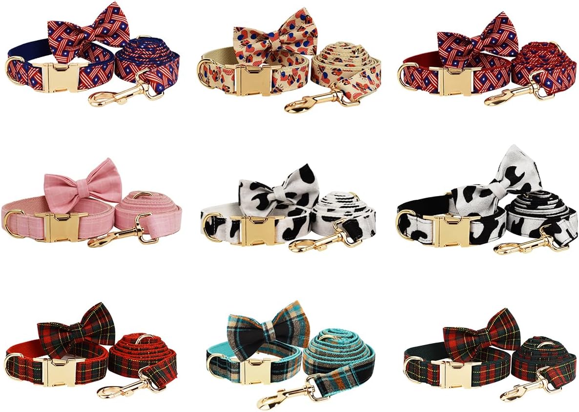 Custom Dog Collar with Metal Buckle - Pet Collars Personalized with Name and Phone Number (Plaid) - PuriLite