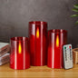 IMAGE Realistic Flickering Flameless LED Candles with Jumping Warm Yellow Flames, Upgraded Set Battery-Operated with Remote Timers, 3 Size Acrylic Candles (D 3" x H 4" 5" 6") (Red) - PuriLite